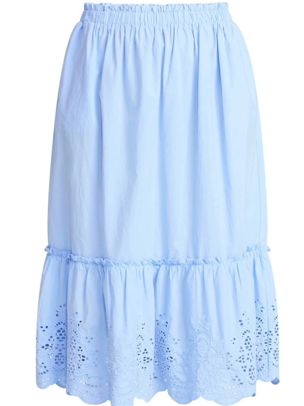 Time and Tru Light Blue Eyelet Tiered Midi Skirt